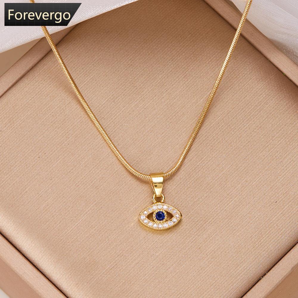 FVG Gold สี Evil Eye Chain สร้อยข้อมือเพทายคริสตัลสีฟ้าตุรกี Lucky Eye สร้อยคอแฟชั่นเครื่องประดับอุป