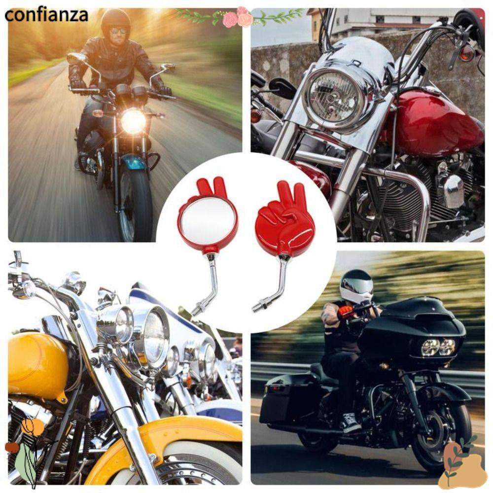 กระจกมือกรรไกร CONFIANZA, Universal Victory Gesture กระจกมองหลังรถจักรยานยนต์, กรรไกรมือ 8 มม.ตามเข็มนาฬิกาย้อนกลับกระจกรถจักรยานยนต์ไฟฟ้า