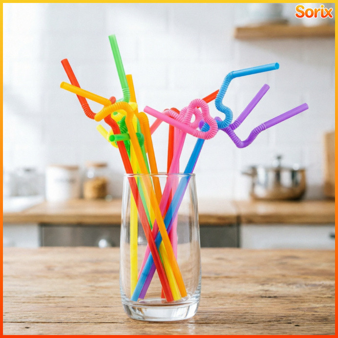 Sorix หลอดดัดได้PPเกรดอาหารปราศจาก 100ชิ้น สำหรับชาไข่มุก กาแฟ มิลค์เชค ปาร์ตี้ ร้านอาหาร