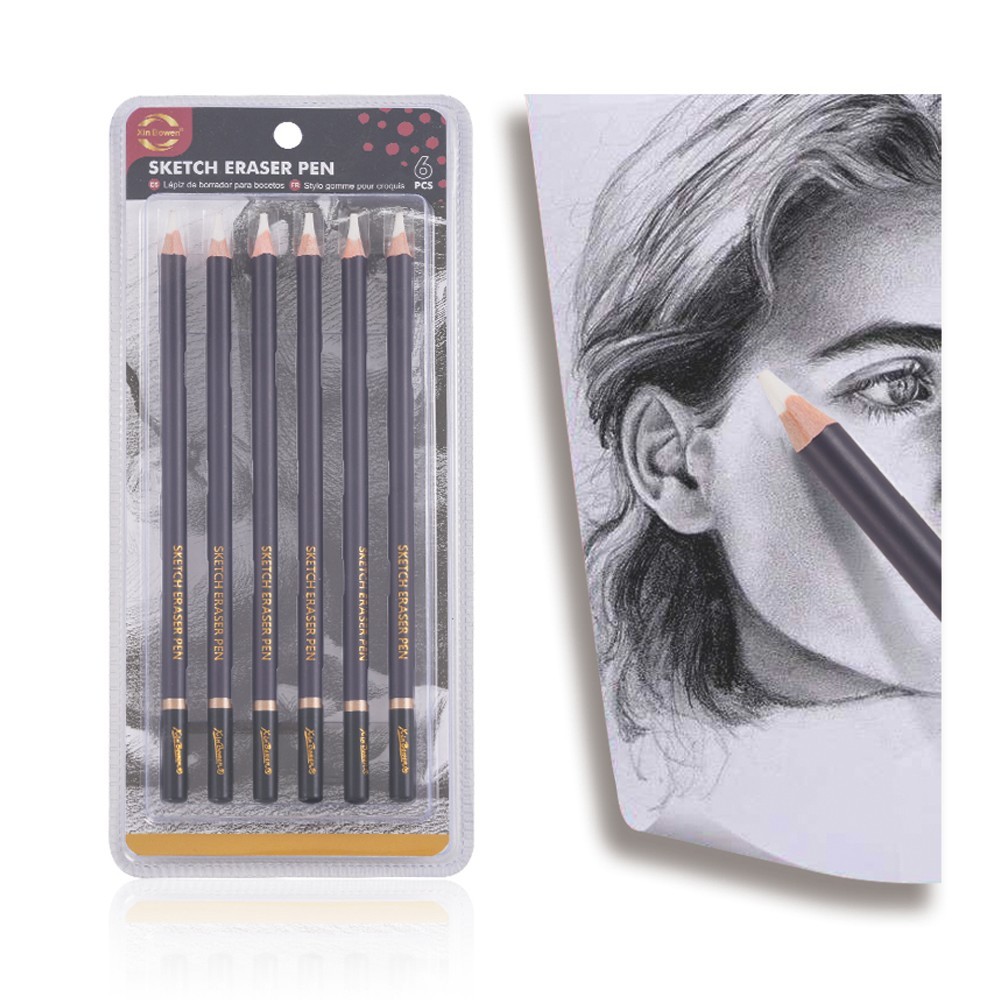 ดินสอยางลบสเก็ตช์ 6 แท่ง ยางลบแบบดินสอ สำหรับวาดรูป ลบดินสอกราไฟต์ ชาร์โคล สีไม้ ไฮไลต์ภาพ