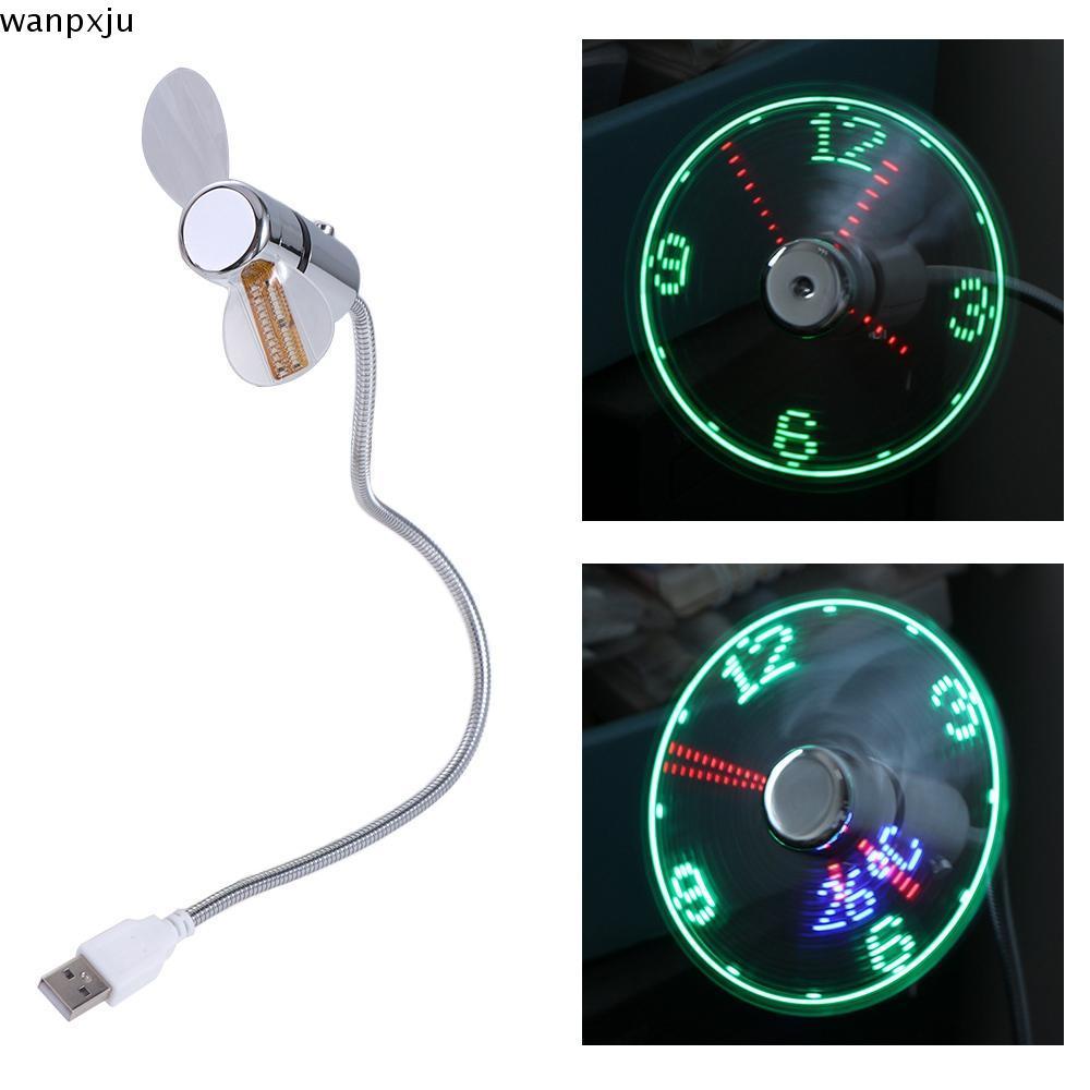 WNPX พัดลมนาฬิกา LED,ยืดหยุ่นคอห่านUSBนาฬิกาพัดลมเย็น,ทนทานแบบพกพา GadgetsเวลาอุณหภูมิจอแสดงผลปรับUSBนาฬิกาพัดลมPCโน้ตบุ๊ค