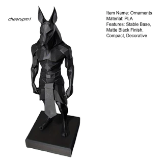 CHEER Anubis เครื่องประดับ Minimalist Anubis ตกแต่ง 3d พิมพ์ Anubis รูปปั้นตกแต่งโต๊ะ – สีดําด้าน Minimalist Low-poly Design ฐานสี่เหลี่ยมมั่นคงเหมาะสําหรับโฮมออฟฟิศ Study