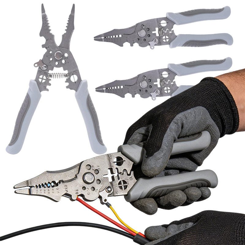 เครื่องมือปอกสายไฟช่างไฟฟ้ามืออาชีพ-คีมมัลติฟังก์ชั่นที่ทนทานสําหรับปอกตัดลวดจีบ