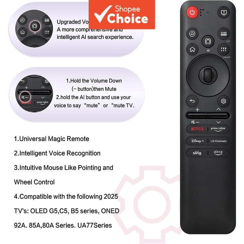 รีโมทอัจฉริยะ LG AI ใช้ได้กับรุ่นปี 2025 – มีตัวชี้และ Alexa/MR25GA/MR24GA/MR23GA/MR22GA/MR21GA/MR20