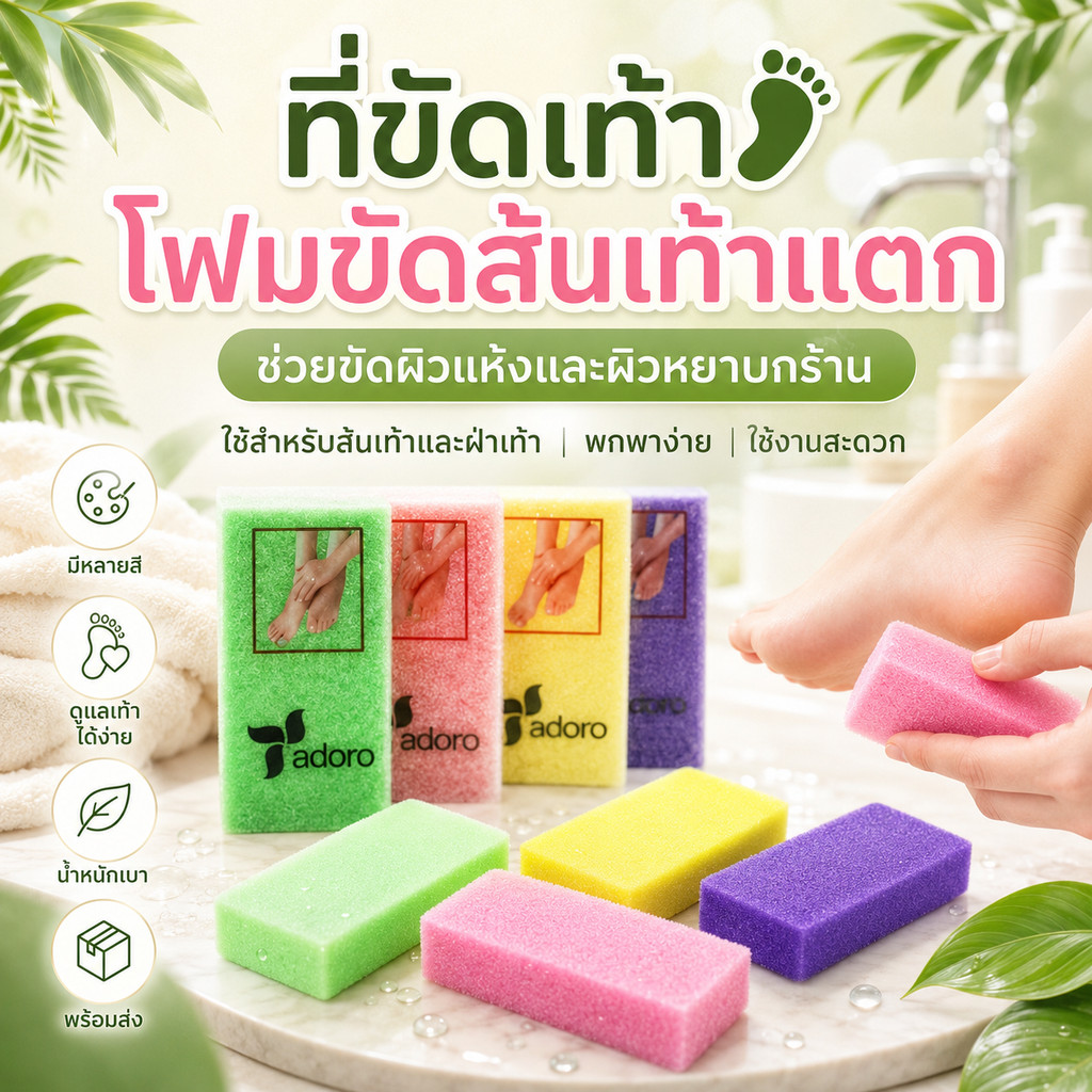*พร้อมส่ง*โฟมขัดส้นเท้าเเตก โฟมขัดเท้า ที่ขัดเท้า โฟมสำหรับขัดส้นเท้า หินฟองน้ำสำหรับขัดเท้า DBBB-0020
