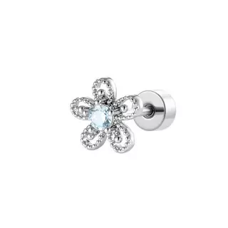 Jinjoo จิวต่างหู Lacy Blossom หนา 0.8 mm. ดีไซน์ดอกไม้ประดับพลอย สแตนเลส316