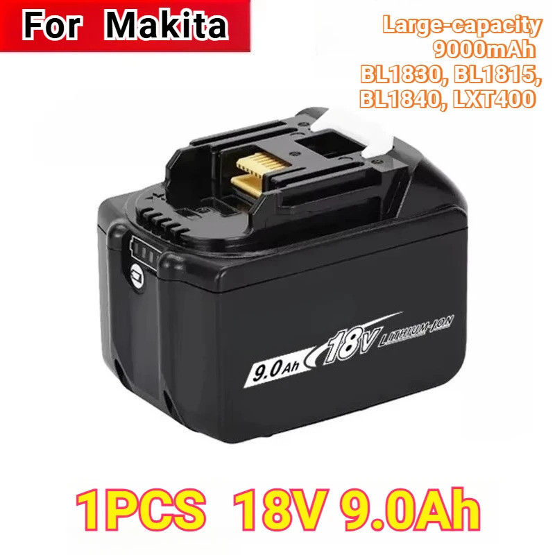 แบตเตอรี่ชาร์จ BL1830, BL1815, BL1840, LXT400 9000mAh สําหรับสว่านไฟฟ้า Makita