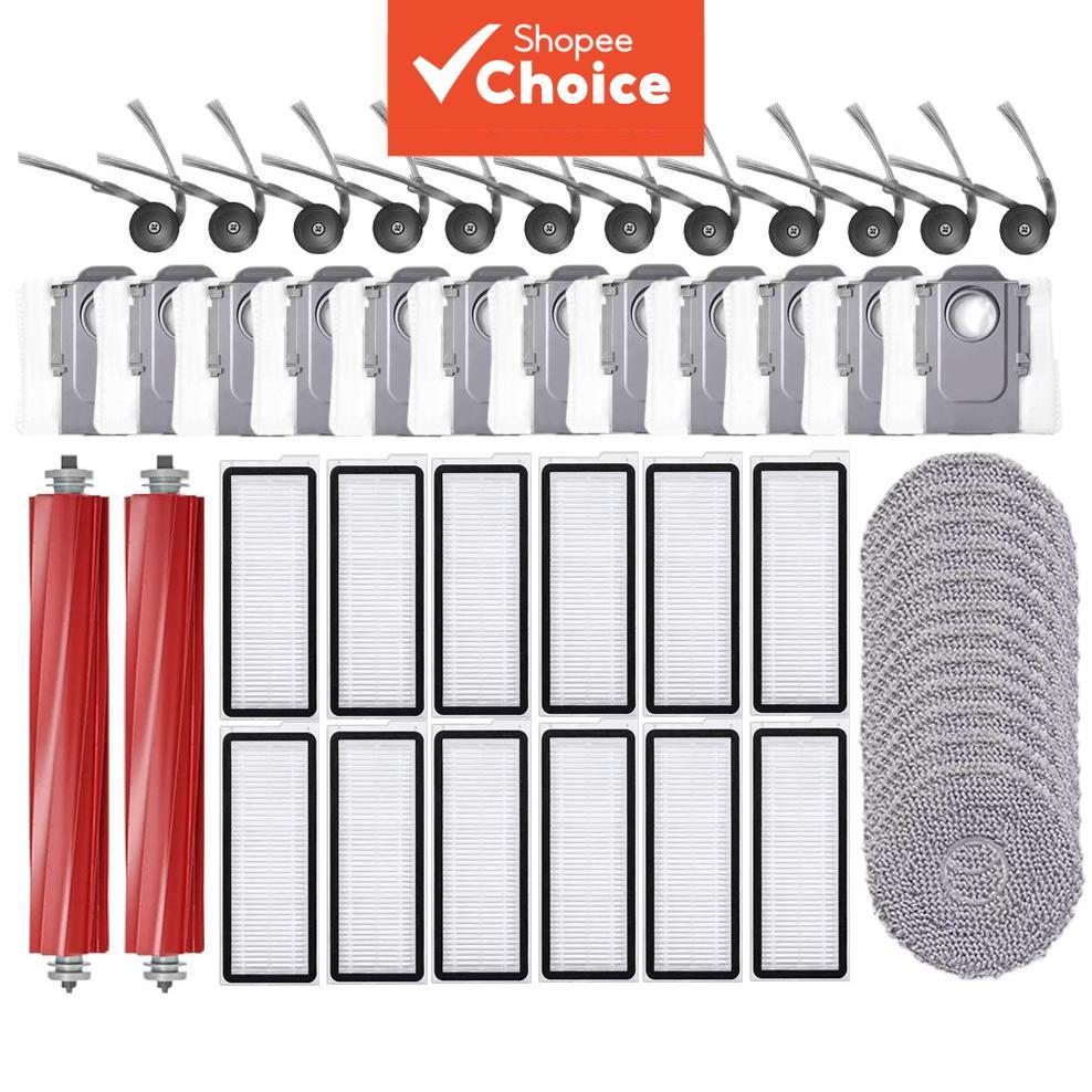 อุปกรณ์เสริมหุ่นยนต์ถูพื้น Roborock QR 798: ลูกกลิ้งหลัก, แปรงขอบ, ไส้กรอง HEPA, ผ้าถูพื้น, ถุงเก็บฝ