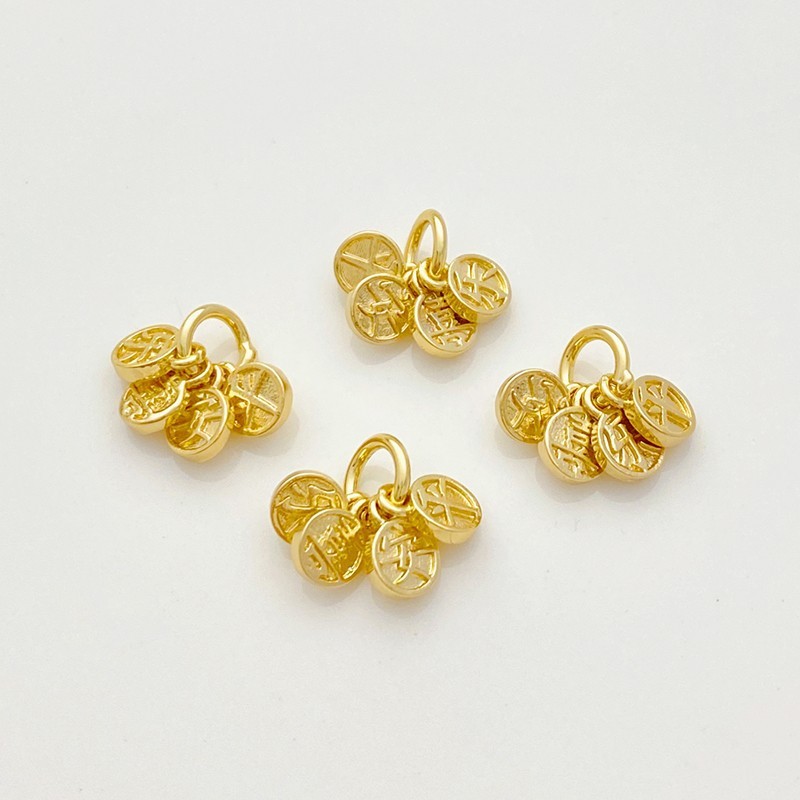 14K Gold-Clad สไตล์จีน Peace Joy Blessing แท็กขนาดเล็ก Handmade diy สร้อยข้อมือสร้อยคอเครื่องประดับว