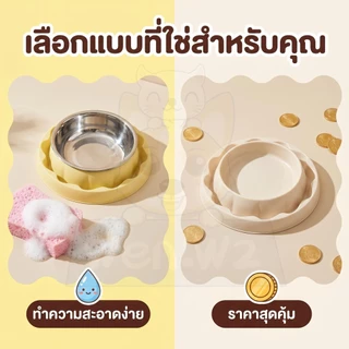 wen.W2 สัตว์เลี้ยงชามเดี่ยวสแตนเลสชามชามแมว 2 ใบป้องกันการรั่วซึมสุนัขถ้วยแมวคว่ำชามชามสัตว์เลี้ยงสุนัข