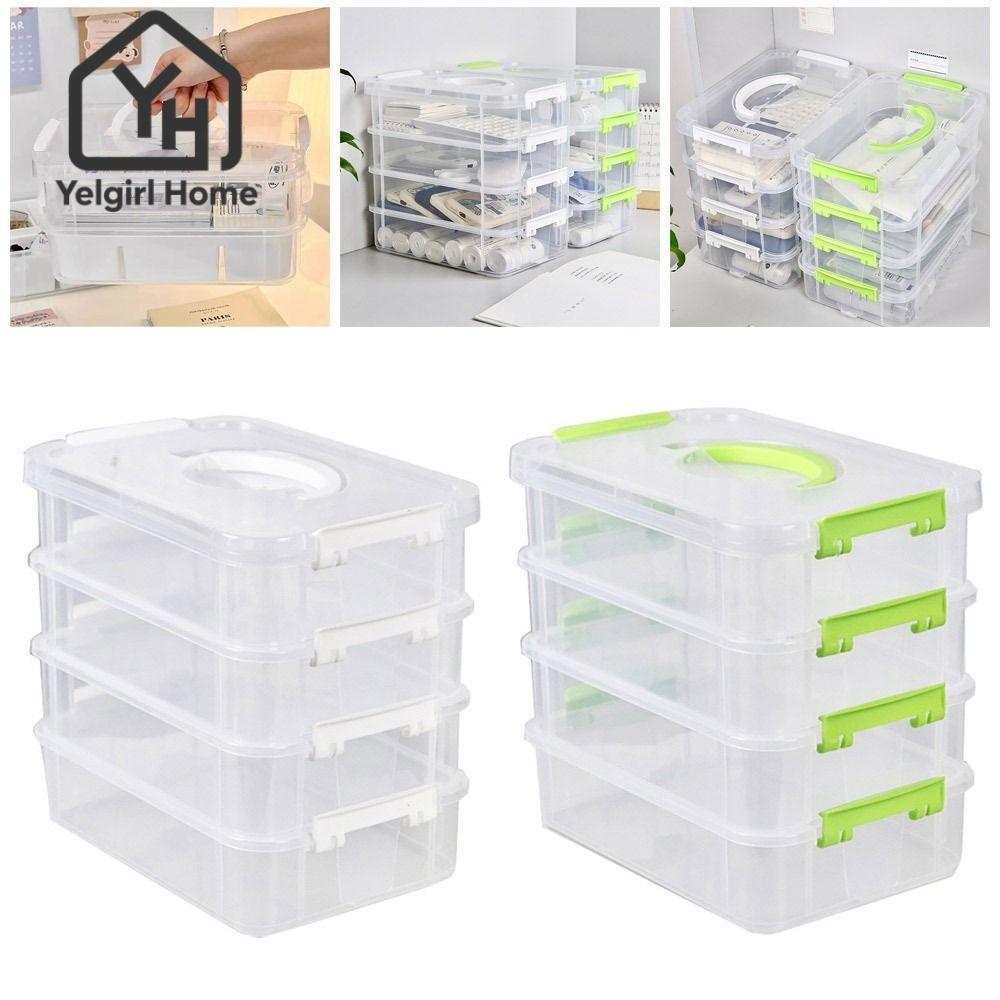YELGIRLB 1 ชิ้นแต่งหน้า Organizer กล่อง,โปร่งใส Stackable โต๊ะจัดเก็บ,ลิ้นชักตารางโรงเรียนสํานักงานพลาสติกเครื่องประดับถังคอนเทนเนอร์