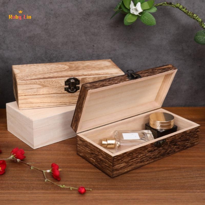 Ruby Lin Retro ไม้กล่องเก็บเครื่องประดับ Vintage กล่องไม้ Lo สี่เหลี่ยมผืนผ้า Desktop Organizer สําหรับ Nelace สร้อยข้อมือแหวนเครื่องประดับ Nice