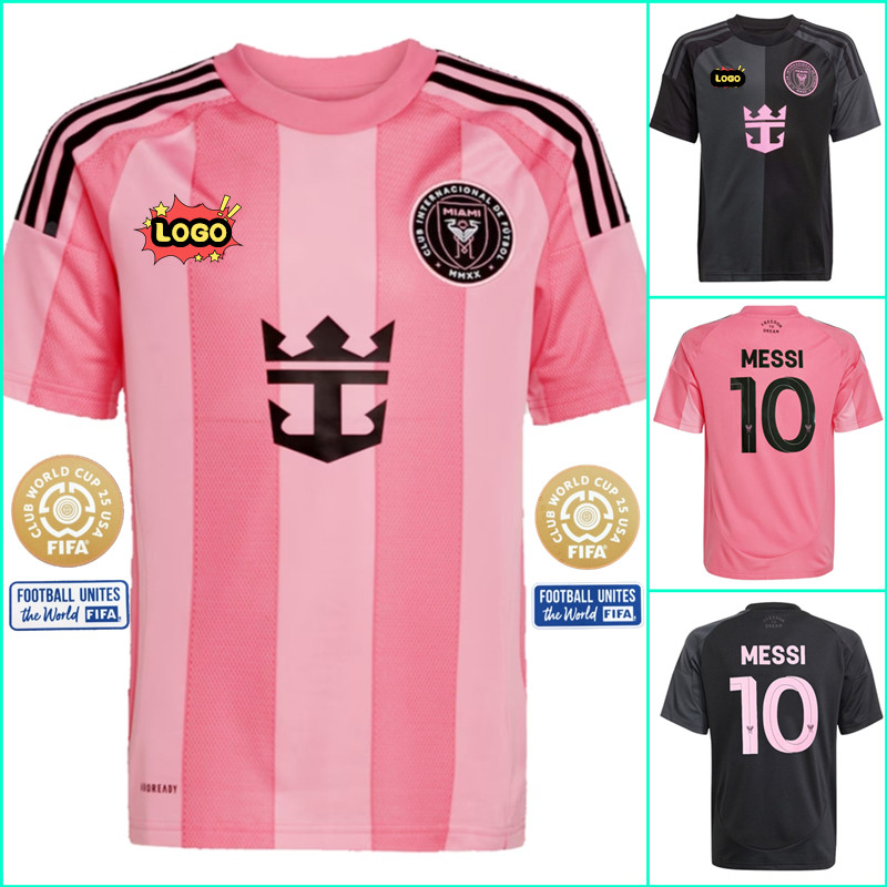 เสื้อทีม Inter Miami CF ของ Lionel Messi สีชมพูอ่อนและดำ ไซส์ S-4XL สำหรับ Club World Cup Euforia