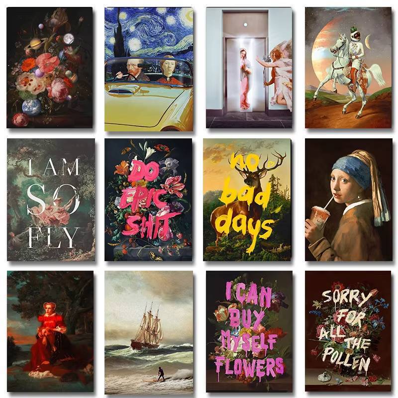 Vintage Pop Style Do Epic Things โปสเตอร์ Wall Art พิมพ์ผ้าใบ Renaissance Art สไตล์สําหรับห้องนั่งเล่นและบาร์ตกแต่ง