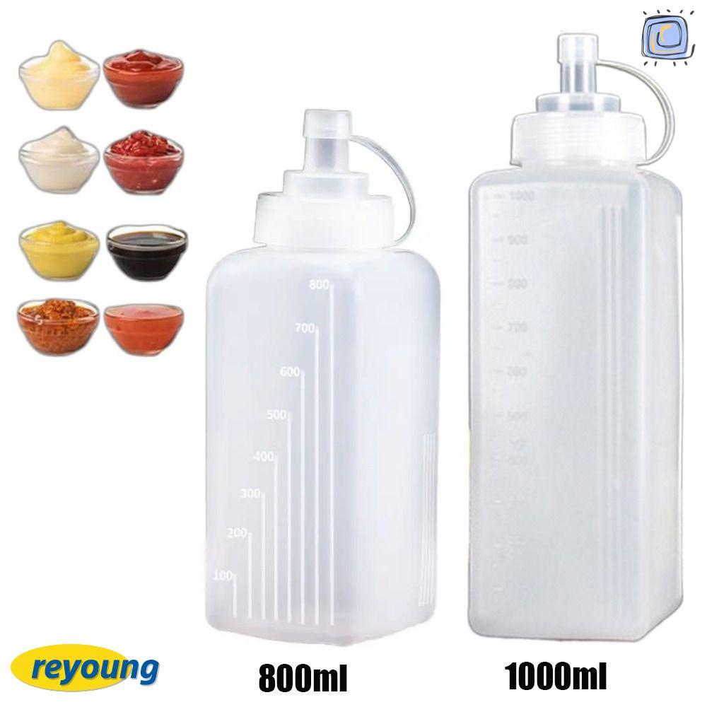 REYOUNG 800/1000ml ขวดบีบซอส, กระติกน้ําร้อนอุปกรณ์ครัวป้องกันการรั่ว, ซอสมะเขือเทศขนมหวาน PE ความจุ