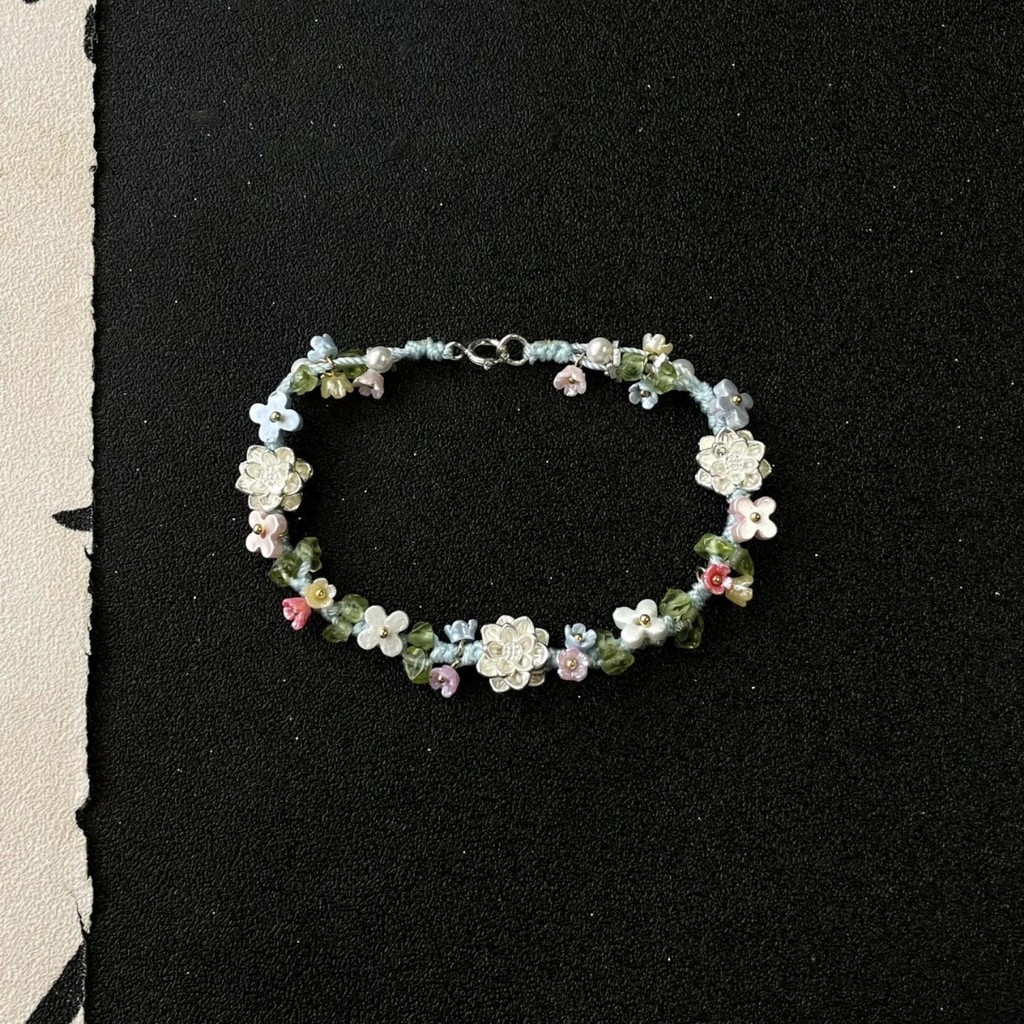 สร้อยข้อมือดอกไม้ขนาดเล็กใหม่สไตล์จีนไวท์เทนนิ่งซอกแฮนด์เมดทอเพื่อนที่ดีที่สุดแฟนของขวัญ