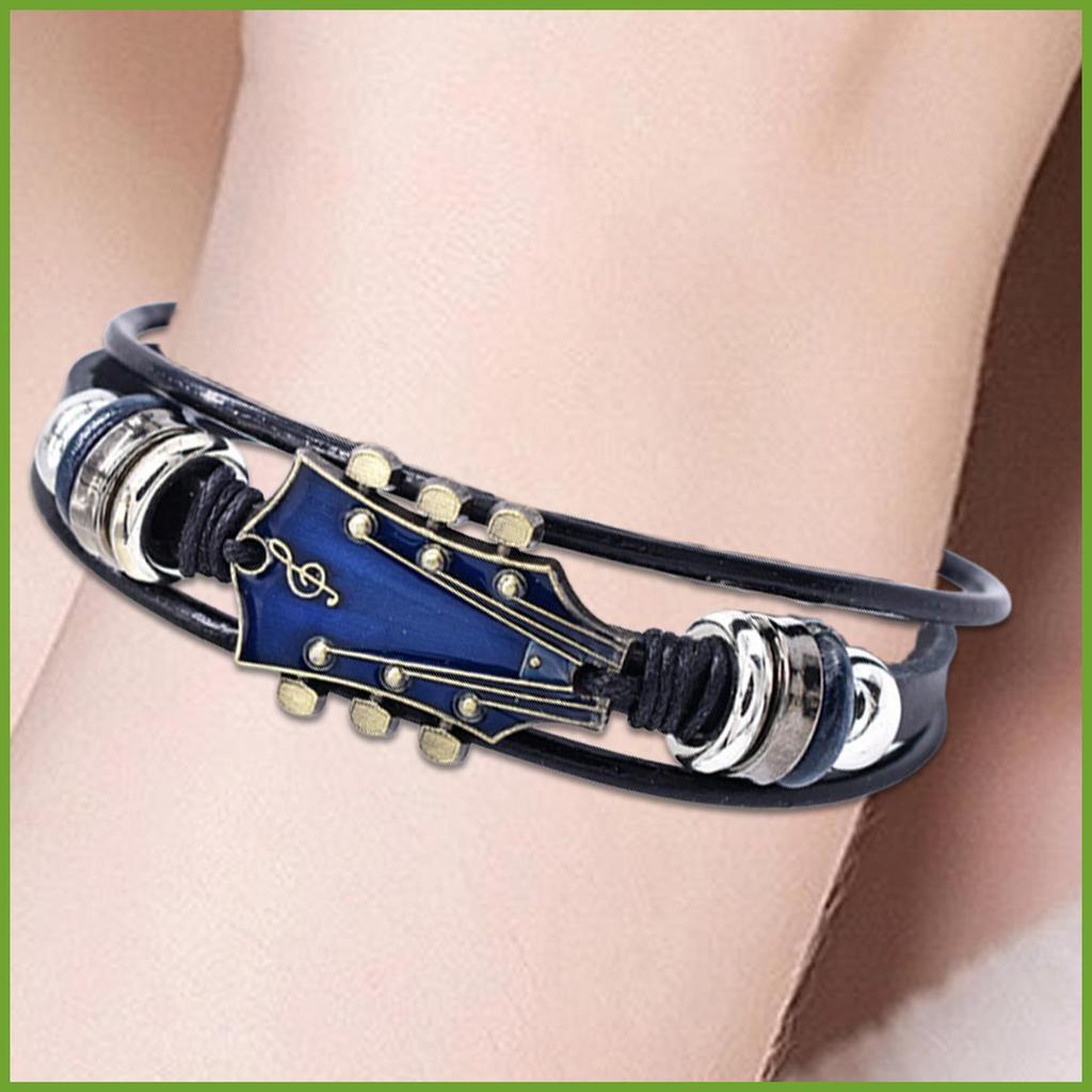 สร้อยข้อมือกีต้าร์ Rock สไตล์กีตาร์รูปร่างสายรัดข้อมือธีมเพลงเครื่องประดับแฟชั่น Hand-ทอ Multilayer สายรัดข้อมือ huizoth