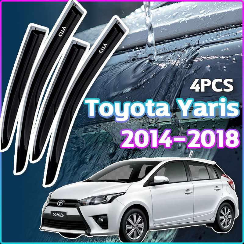 คิ้วกันสาด Toyota Yaris 2014-2018 สีดำ (4ชิ้น) กันฝนได้ดีกว่า คิ้วกันสาดประตู คิ้วกันสาด พร้อมกาว ชุดแต่ง กันน้ำ กันฝุ่น กันเสียง
