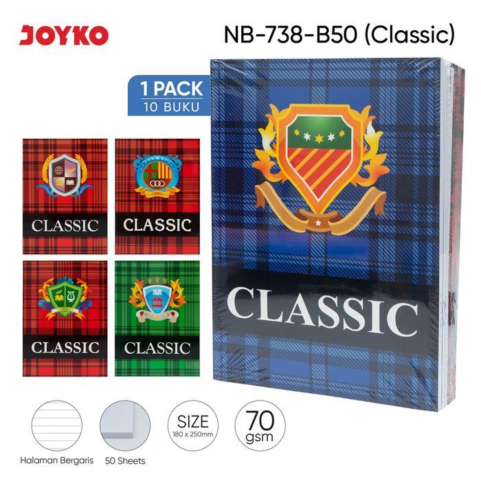 JOYKO Notebook 1 แพ็ค 10 Ruled Notebook NB-738-B50 B5 - 50 แผ่น คลาสสิค