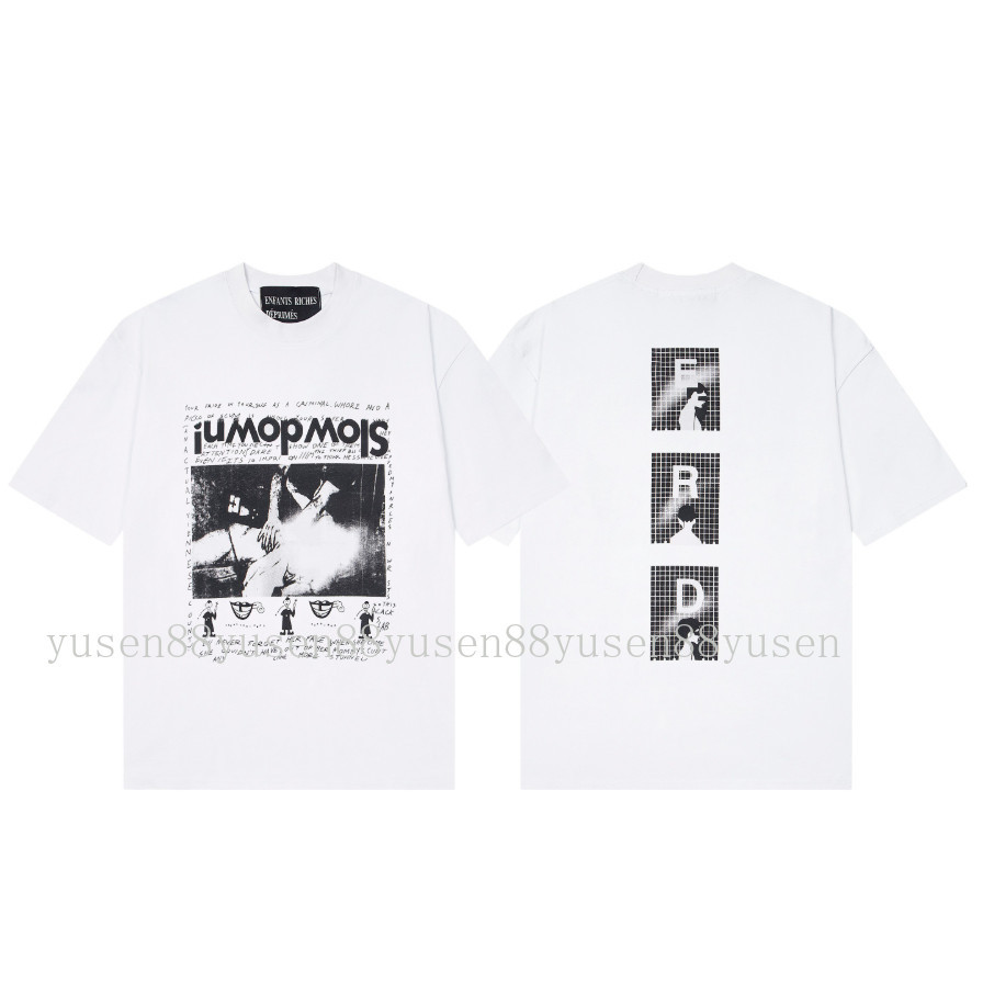 คุณภาพสูง ERD Melanchon Fu รุ่นที่สองใหม่หลวม Casual ตัวอักษรภาพประกอบพิมพ์รอบคอแขนสั้น T @