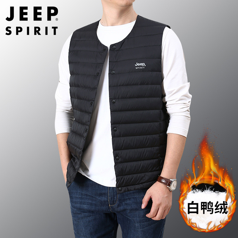 JEEP SPIRIT Down Jacket 2021 ฤดูหนาวเสื้อกั๊กผู้ชายเสื้อกั๊กน้ําหนักเบา Warm Down Trend 8909