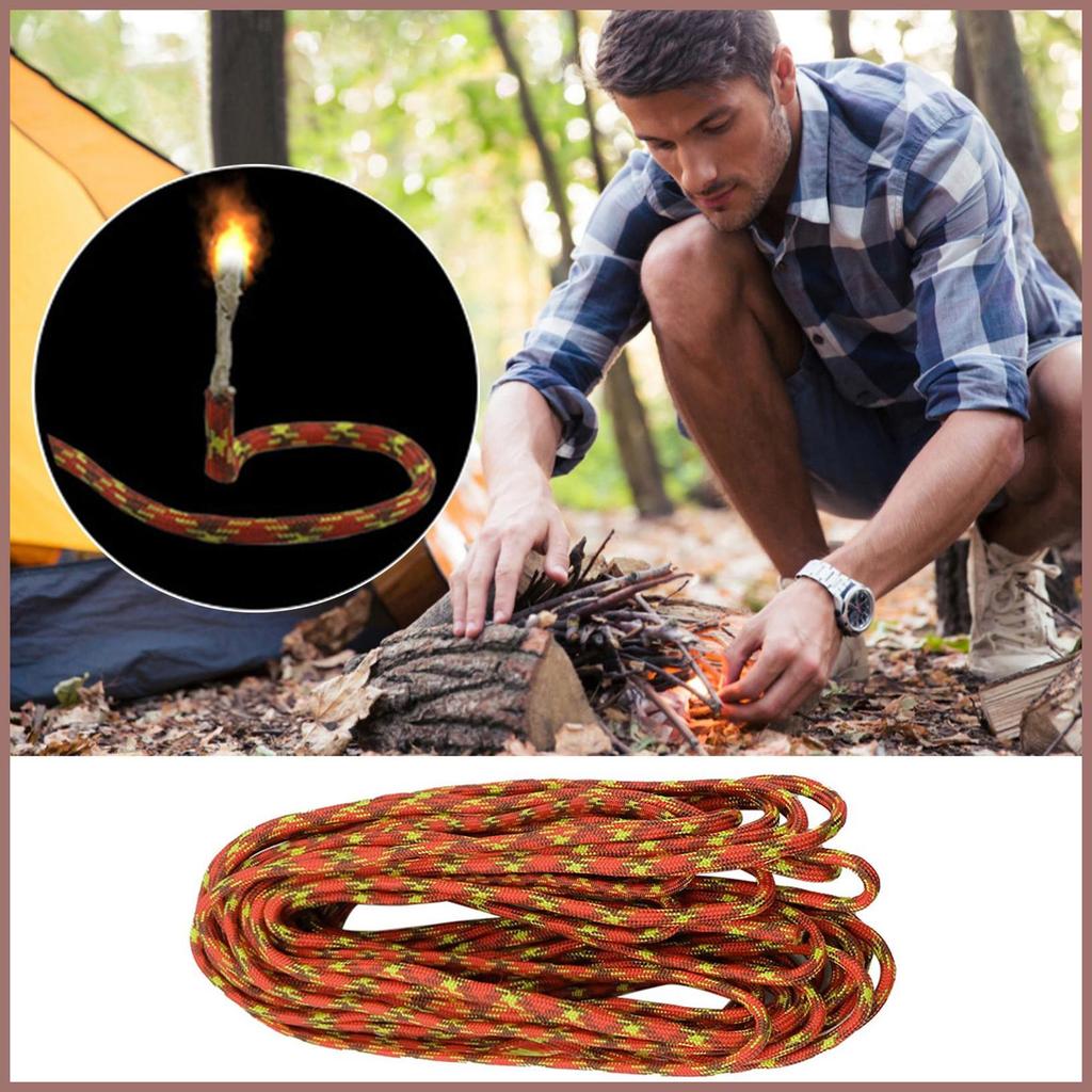 Backpacking Fire Starter Fire Tinder เชือกสภาพอากาศทนทานอุปกรณ์เดินป่า Tinder Wick เชือกสําหรับ Camp