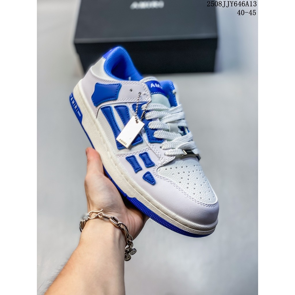 Amiri Amiri รองเท้ากระดูก Low-Top ผู้ชายผู้หญิงBreathableรองเท้าผ้าใบลําลองคู่สไตล์เดียวกันTop Layer