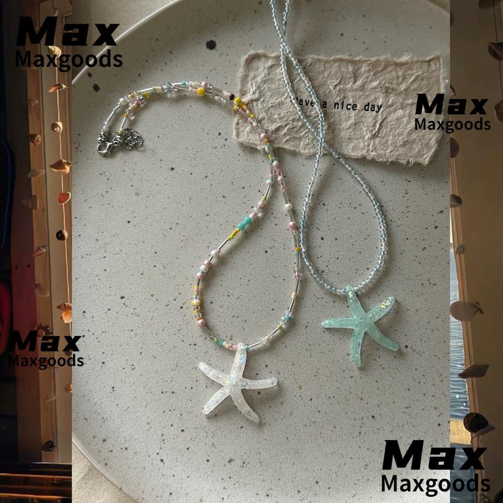 MAXG สร้อยคอ, Bohemian Seaside Style Bead Neck Chain, Sea Star Handmade Jewelry Accessories Beach