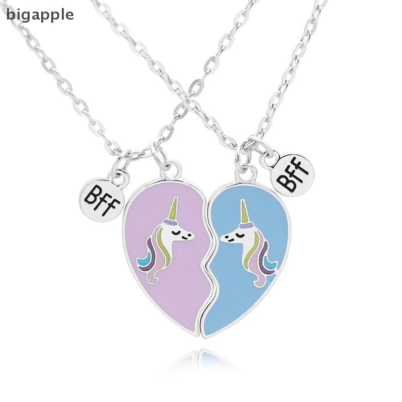 Bigapple Best Friends สร้อยคอหัก 2 ชิ้น Unicorn Love Stitching สร้อยคอมิตรภาพ RDG