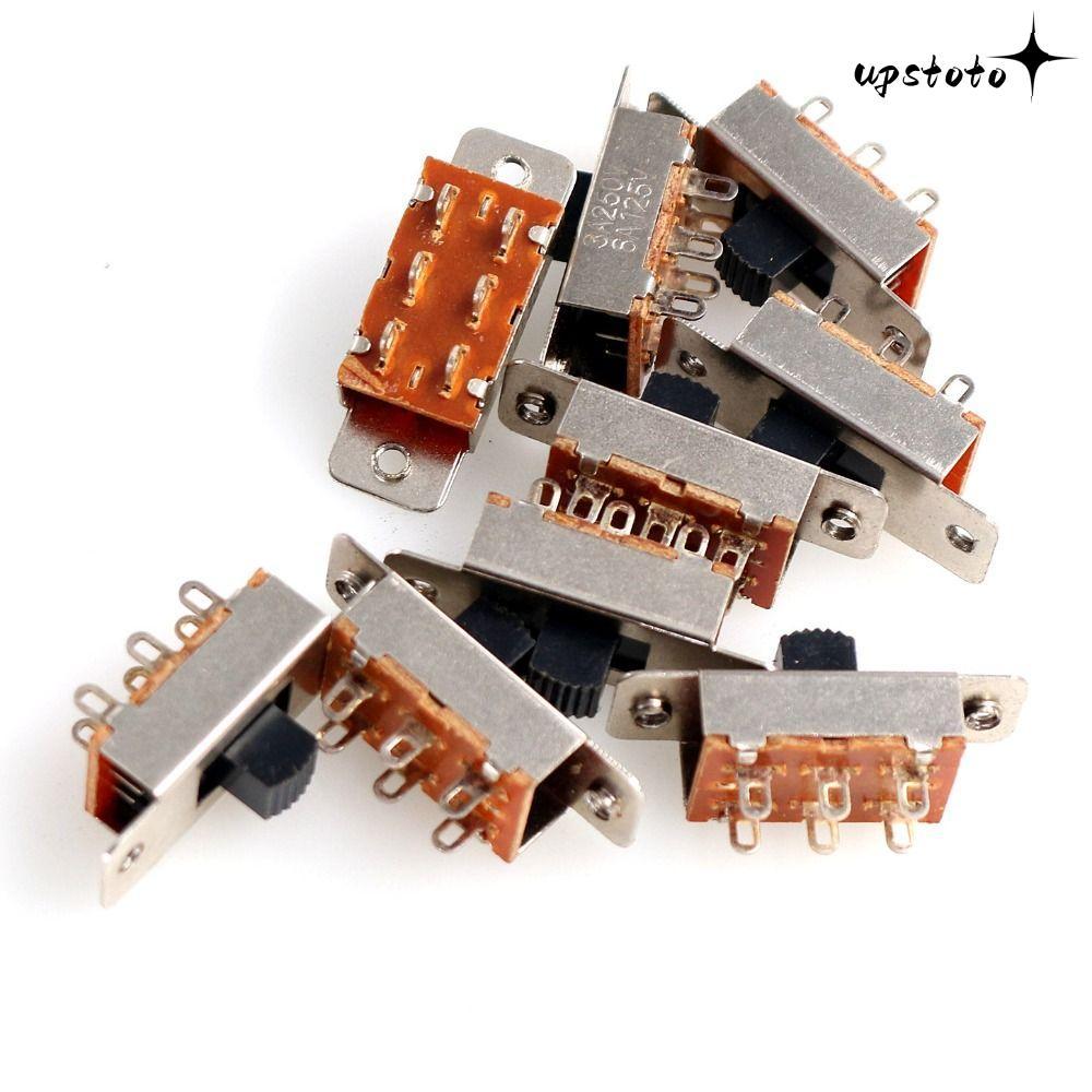 UPSTOTO 5 ชิ้น Micro Mini Toggle Switch, 6A/125V 3A/250V AC 6 ขา 3 ตําแหน่งสวิตช์สไลด์, แผง Mount 5 
