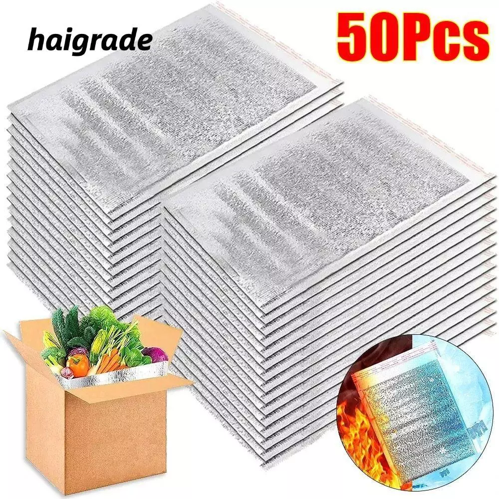 HAIGRADE 50 ชิ้น/แพ็คถุงอลูมิเนียมฟอยล์,น้ําแข็งเย็นจัดส่งอุ่นผู้ให้บริการถุงฉนวนกันความร้อน,อาหารแบบพกพาความร้อนบรรจุเครื่องดื่มเก็บถุงเก็บความเย็น