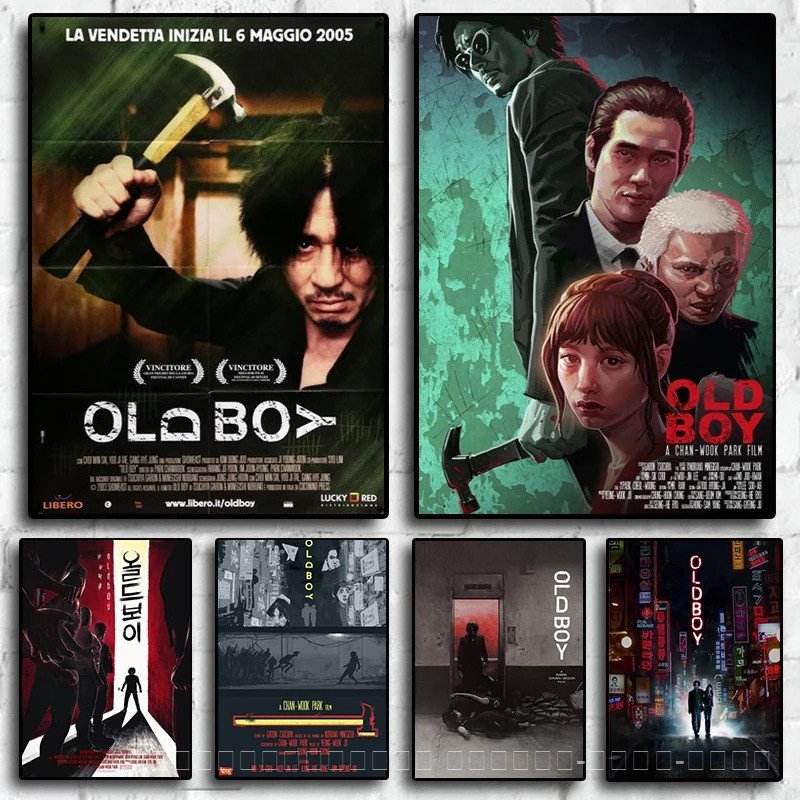 ภาพยนตร์คลาสสิก Oldboy ภาพยนตร์ตัวอักษร Series โปสเตอร์สําหรับห้องนั่งเล่นผ้าใบจิตรกรรมพิมพ์ Art Hom