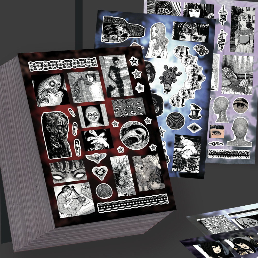 สติ๊กเกอร์ไดคัท Junji Ito 8 ชิ้น - Horror Viral Anime Minimalist Creative กันน้ํา Collage Decor