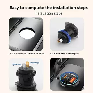 2/3/4 พอร์ต PD QC 3.0 USB Car Charger พร้อมโวลต์มิเตอร์ Socket Power Outlet Adapter กันน้ําสําหรับ 12 V/24 V รถ ATV เรือขายร้อน