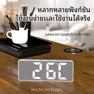 🔥พร้อมส่ง🔥นาฬิกาตั้งโต๊ะ LED มินิมอล สไตล์เกาหลี สามารถแสดงวันที่และอุณหภูมิได้ สามารถใช้กับปลั๊ก USB และใส่แบตเตอรี่ได้