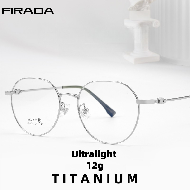 FIARDA แว่นตารอบไทเทเนียมสไตล์เรโทรสำหรับผู้หญิง และชาย แบบแฟชันพร้อมเลนส์ปรับได้ รหัส 58195F