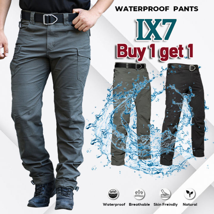【Buy 1 Get 1 Free】 IX7 Tactical Pants Men's Quick-Drying  Waterproof Cargo Trousers Outdoor Multi Po