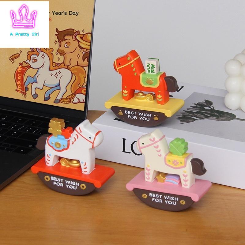 A Pretty Girl การ์ตูน Zodiac Horse เครื่องประดับ Handcrafted Shakable Zodiac Horse ตกแต่งปีม้า DIY C