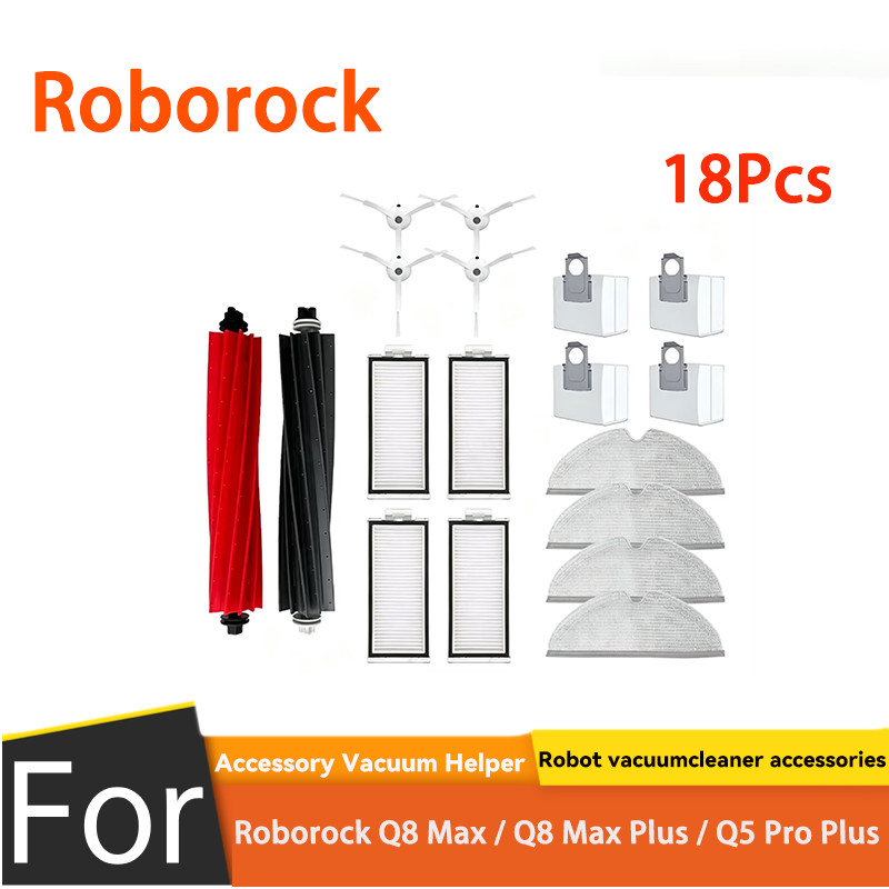 สําหรับ Roborock Q8 Max / Q8 Max Plus / Q5 Pro Plus เครื่องดูดฝุ่นหุ่นยนต์อุปกรณ์เสริม (18 ชิ้น)