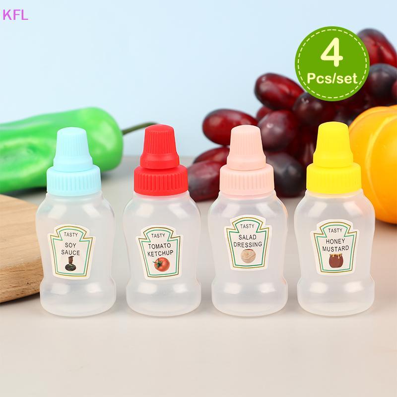 (เคเอฟแอล) 4ชิ้น/เซ็ตมินิซอสขวดซอสมะเขือเทศน้ําผึ้งสลัดภาชนะขวดแบบพกพาซอสขวดการจัดเก็บกล่องอาหารกลางวันเครื่องแต่งตัวขายร้อน