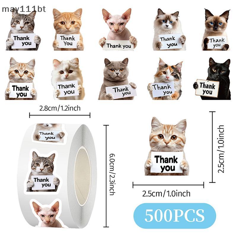 [ใหม่] 500 ชิ้นสุนัขแมวขอบคุณ Stiers ม้วนน่ารักลูกสุนัขป้ายกาวแท็กสําหรับสนับสนุนธุรกิจขนาดเล็กของฉันซองจดหมายซีลห่อ DIY หัตถกรรมตกแต่งร้านขายสัตว์เลี้ยงโรงพยาบาล Greeti