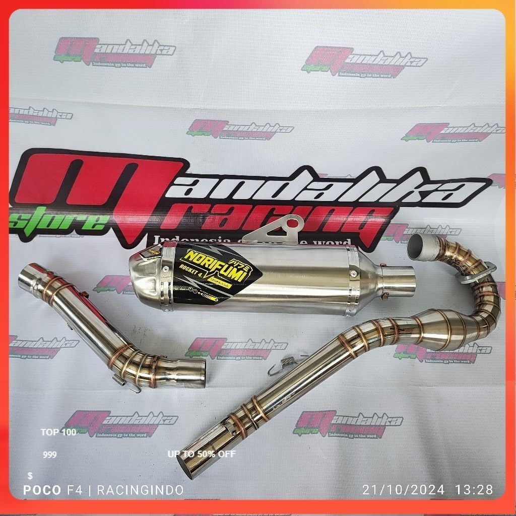 Norifumi rocket 4 racing Exhaust 1 ชุด/ Fulระบบ ksr 110 ksr pro dtm 150 xr 150 crf 150 klx d tracker wr 155 Etc