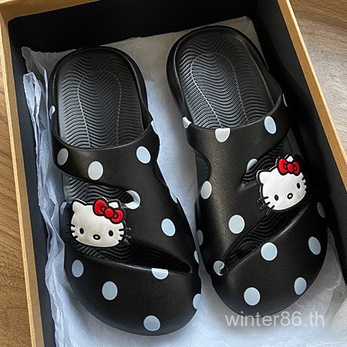 VZ7T รองเท้าแตะ EVA ลาย KT Cat Polka Dot สวมใส่ง่าย พื้นหนา กันลื่น เหมาะสําหรับการสวมใส่ออกนอกบ้านสไตล์ลําลองฤดูร้อน