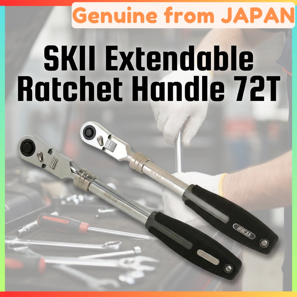 SK11 Extendable Ratchet Handle 72T 3/8 1/2 Drive Telescopic Socket Wrench Japan