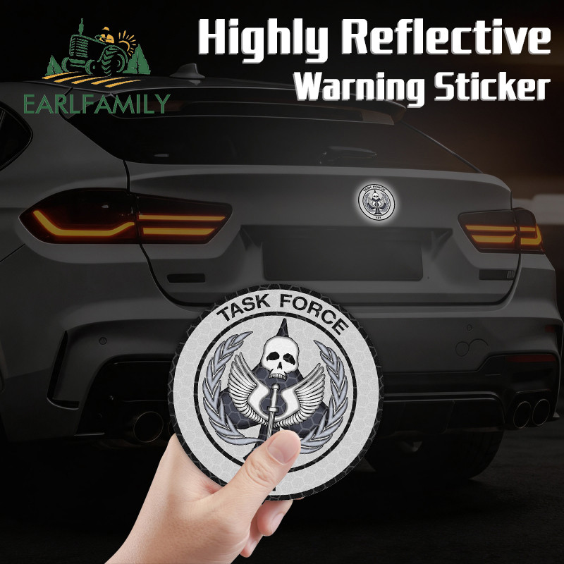EARLFAMILY TASK FORCE 141 Emblem Cat สะท้อนแสง & Mangetic สติกเกอร์รถ Vintage มอเตอร์กระจกไฟฟ้า-จักร
