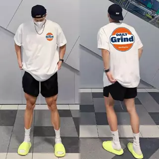 (ผ้าฝ้าย100%) Luvoro 2026 Cotton ย้อนยุค oversize T-shirt เนื้อผ้านุ่มระบายอากาศดี สีดำและสีขาว เสื้อยืดแขนสั้น C1998