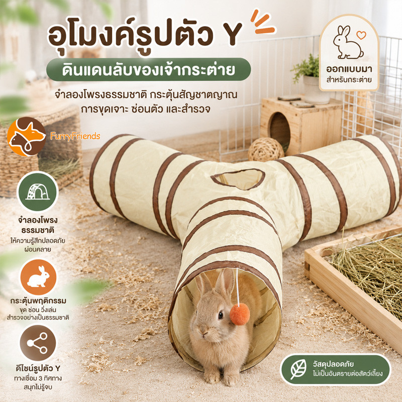 อุโมงค์กระต่าย ของใช้กระต่าย พับได้ ทำความสะอาดง่าย ปลดปล่อยธรรมชาติของกระต่าย ทนทาน