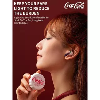 Coca-Cola T13 หูฟังไร้สายบลูทูธกึ่งอินเอียร์ไดนามิกไดร์เวอร์ 13 มม. ตัดเสียงรบกวน ENC Bluetooth 5.4 อายุการใช้งานแบตเตอรี่สูงสุด 15 ชม. ระบบควบคุมแบบสัมผัสการชาร์จอย่างรวดเร็ว