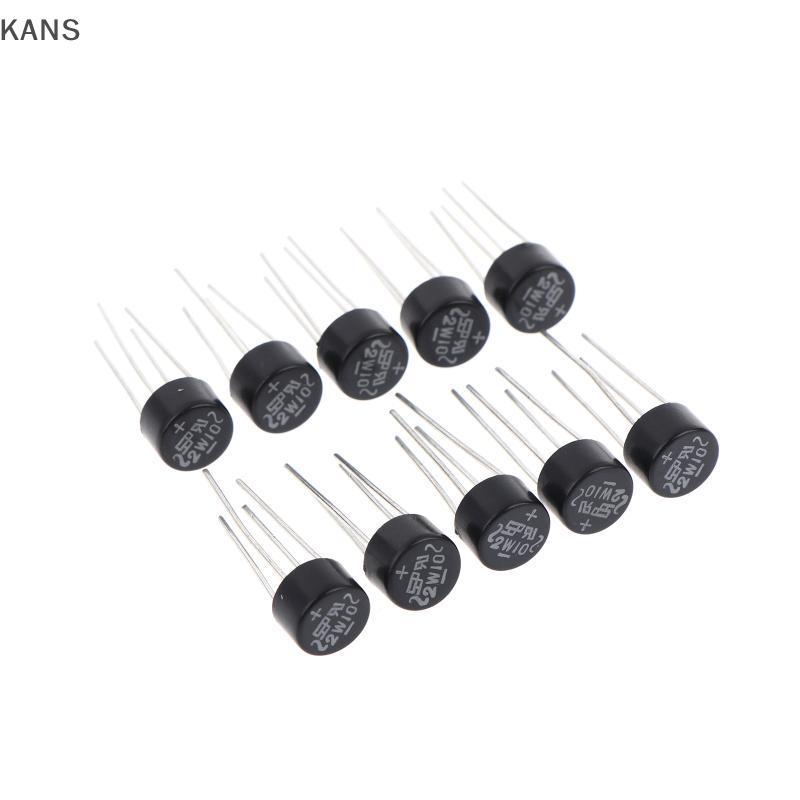 Kans 10/20/30Pcs ใหม่ 2W10 2A/1000V ไดโอดสะพาน Rectifier รอบ Vridge Rectifier สะพาน Stack vn