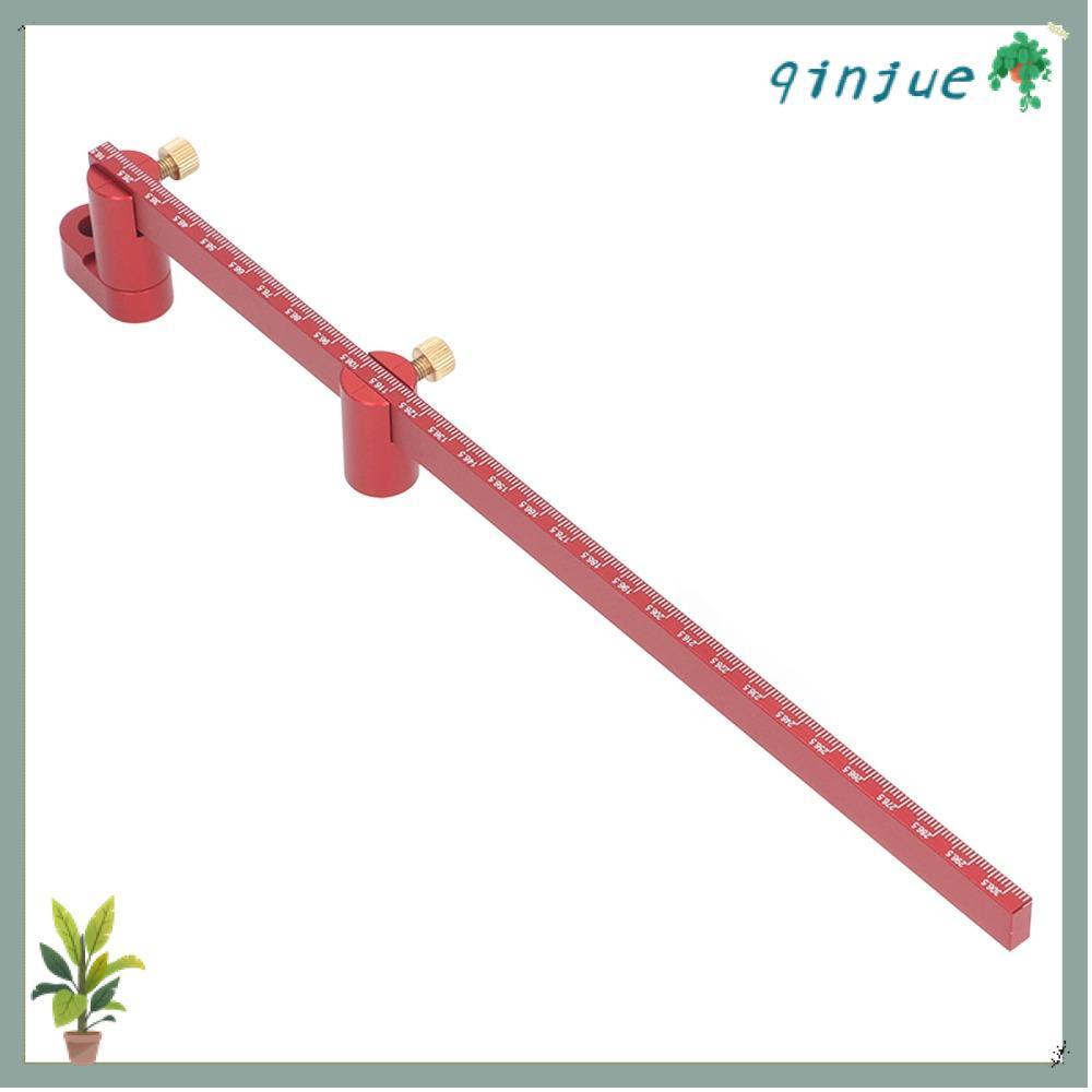 QINJUE งานไม้เข็มทิศเครื่องมือ,สีแดง Anodized อลูมิเนียมวงกลม Marking Gauge,300 มม.ขนาด 11.81 นิ้วเมตริกปรับไม้บรรทัดวาดไม้บรรทัด Scibing วงกลมบรรทัด